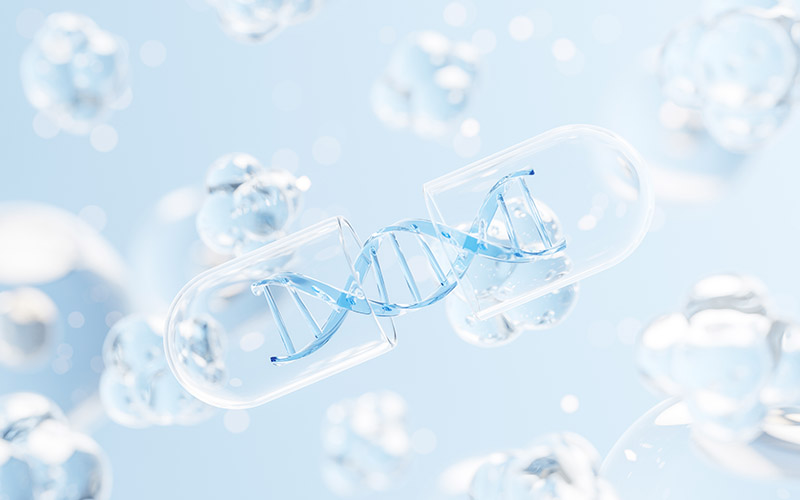 Medical capsule with biomedical concept, 3d rendering.