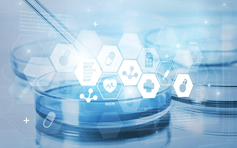 Medical capsule with biomedical concept, 3d rendering.